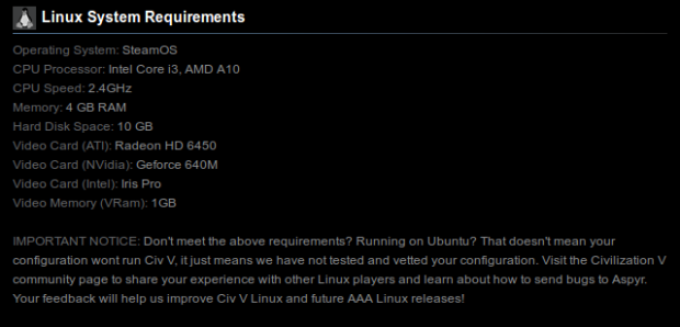 Civ5_Linux動作条件